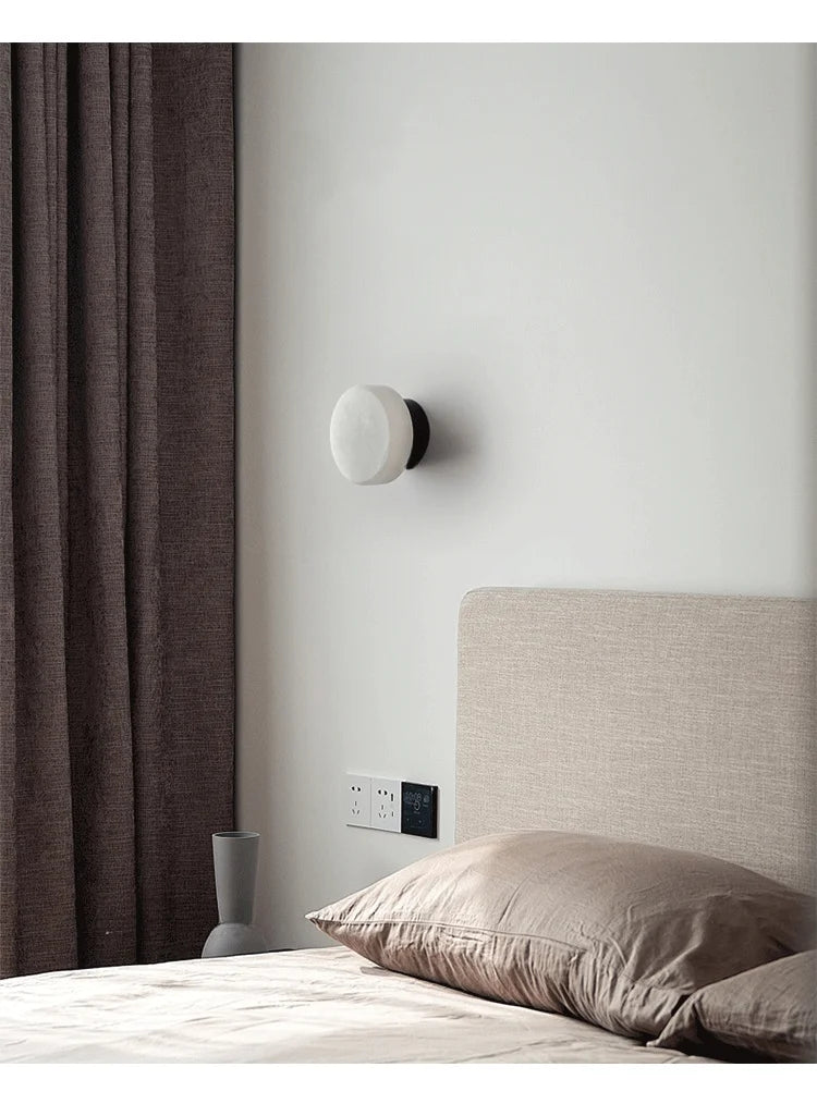 Applique murale ronde en marbre naturel – Design nordique en cuivre