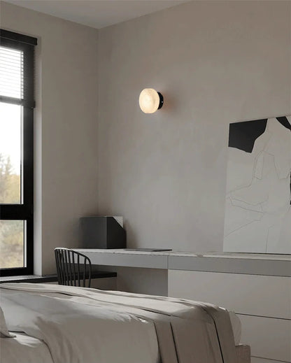 Applique murale ronde en marbre naturel – Design nordique en cuivre