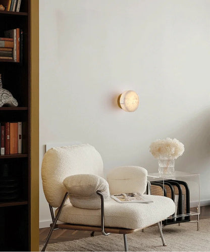 Applique murale ronde en marbre naturel – Design nordique en cuivre