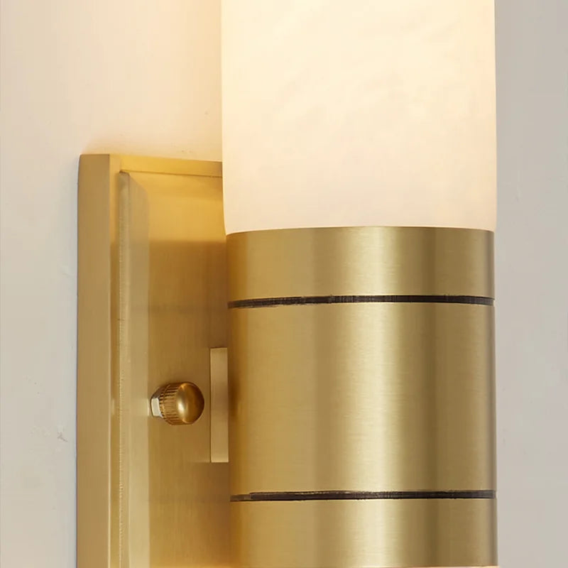 Applique murale en marbre et cuivre – Éclairage LED sculptural