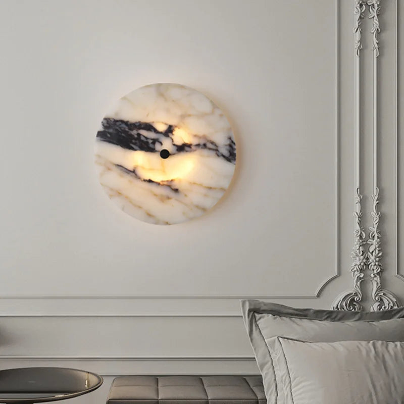 Applique murale ronde en pierre naturelle – Luminaire LED décoratif