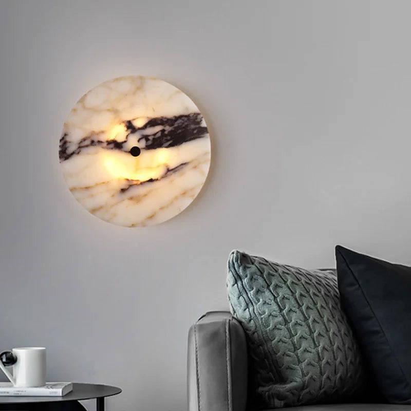 Applique murale ronde en pierre naturelle – Luminaire LED décoratif