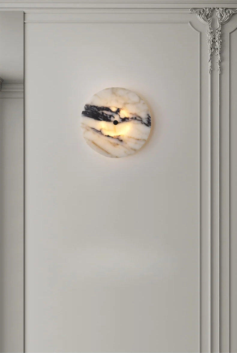 Applique murale ronde en pierre naturelle – Luminaire LED décoratif