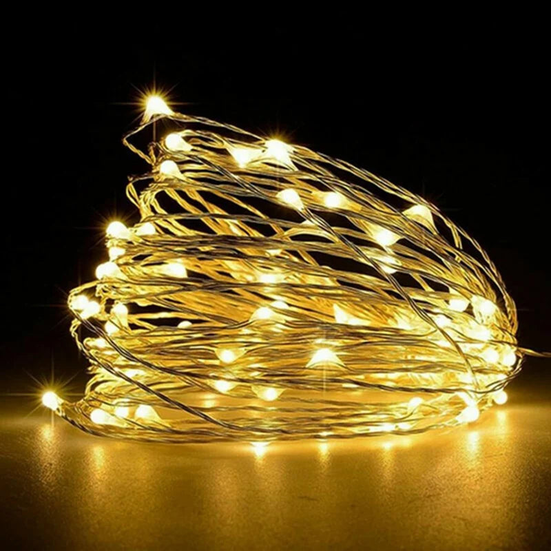 Guirlande LED en fil de cuivre – Multicolore à piles