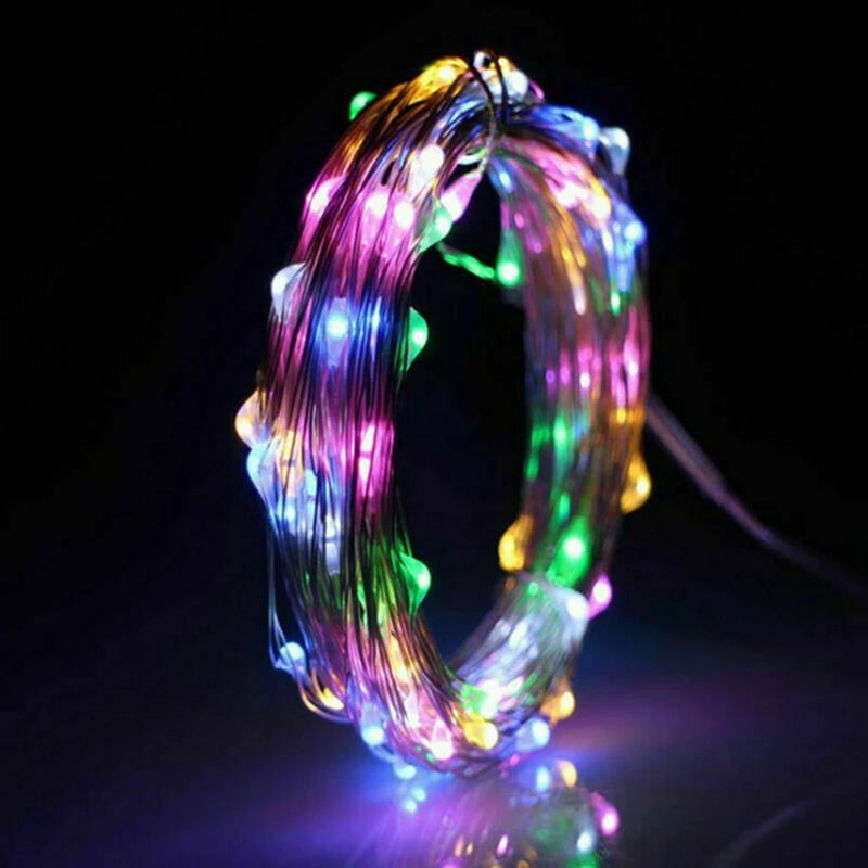 Guirlande LED en fil de cuivre – Multicolore à piles