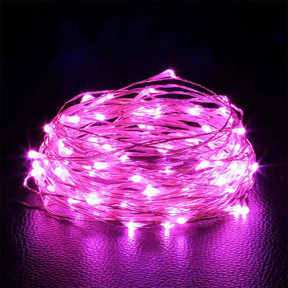 Guirlande LED en fil de cuivre – Multicolore à piles