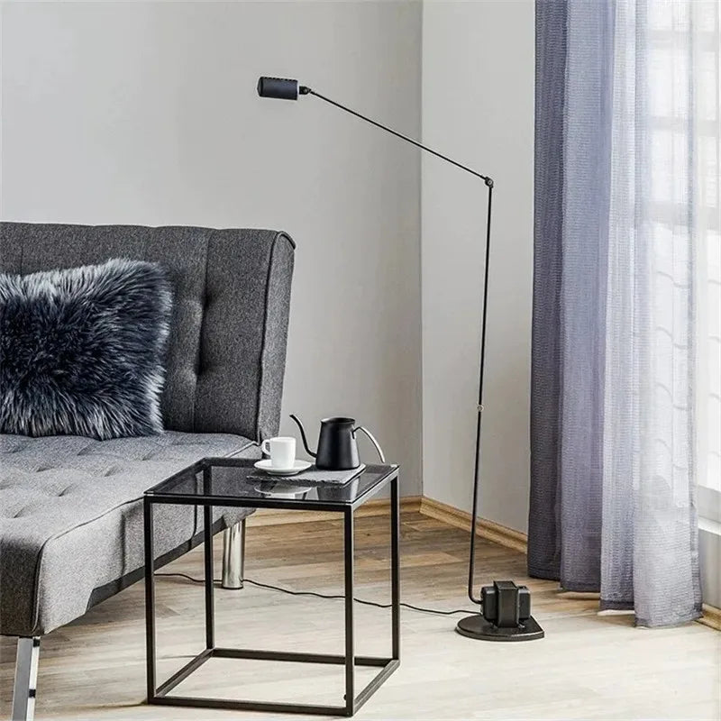 Lampadaire industriel bras réglable – Design minimaliste