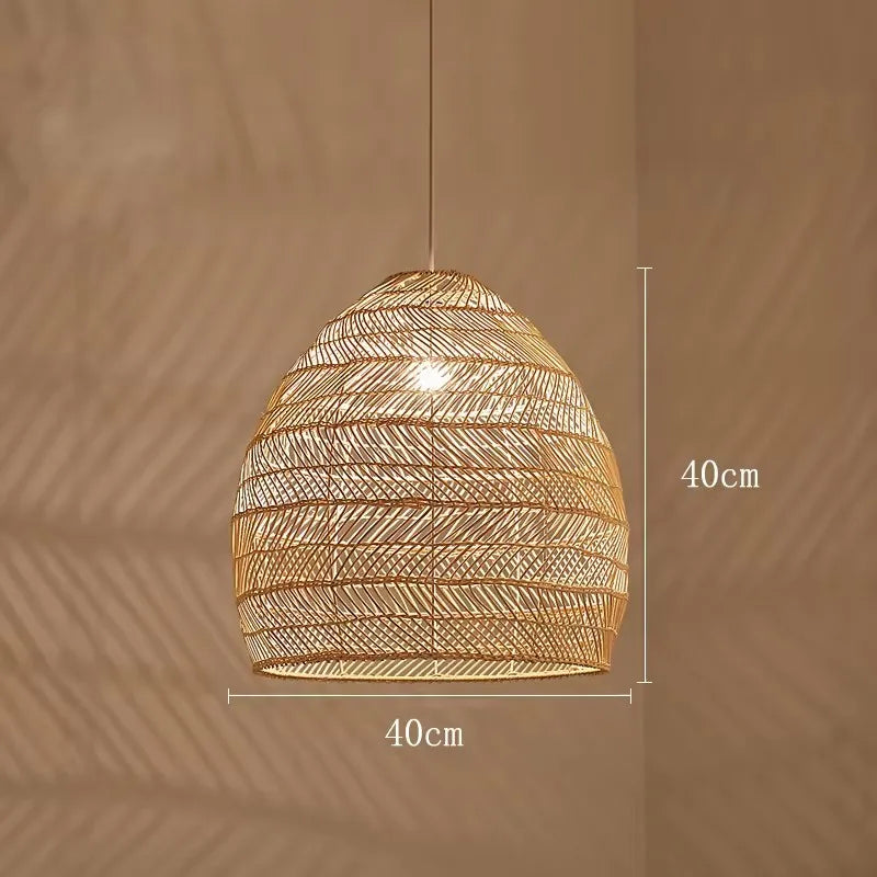 Lampe suspendue bohème en osier – Style naturel artisanal