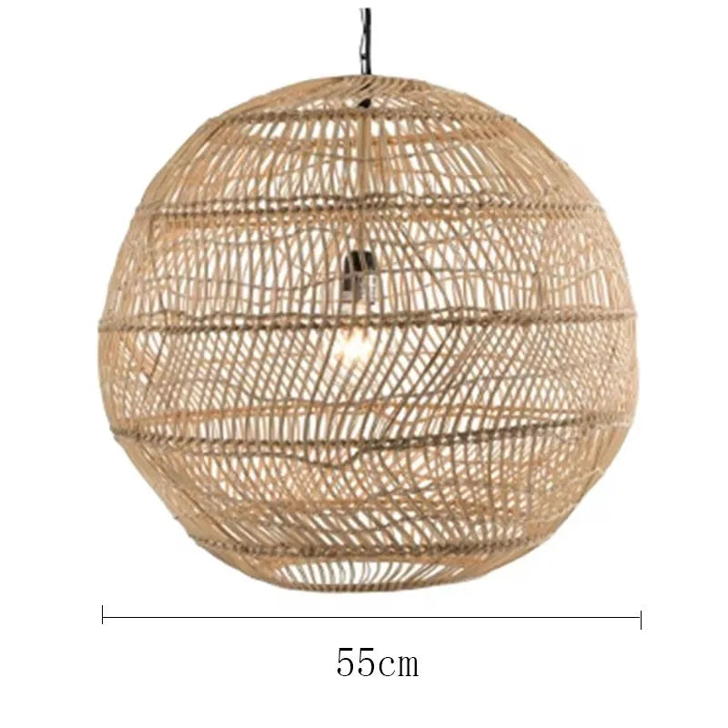 Lampe suspendue bohème en osier – Style naturel artisanal