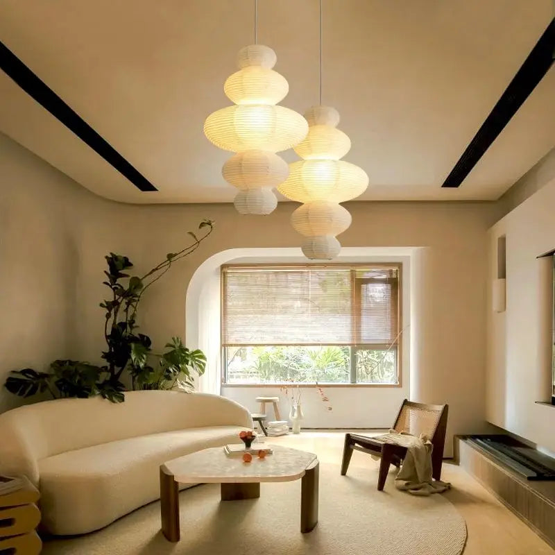 Lampe suspendue en papier de riz – Décoration artistique