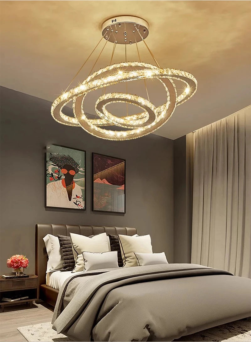Lustre anneaux en cristal – Suspension moderne haut de gamme