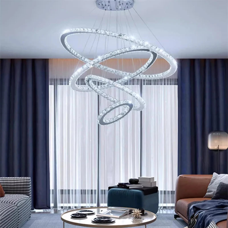 Lustre anneaux en cristal – Suspension moderne haut de gamme