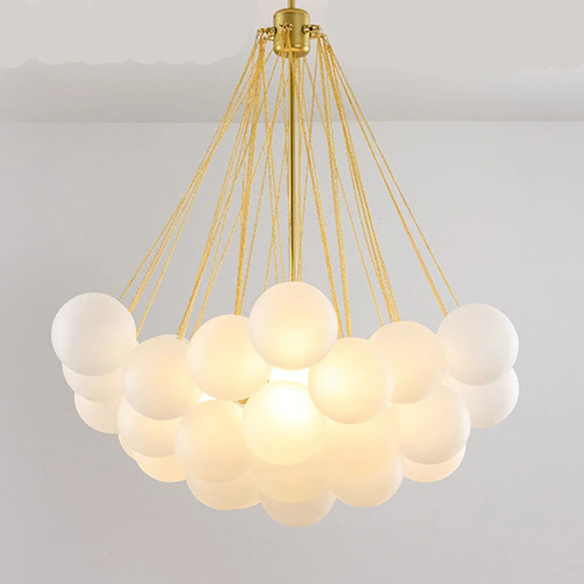 Lustre boules de verre noir et or – Suspension design luxe