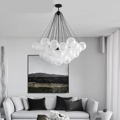 Lustre boules de verre noir et or – Suspension design luxe