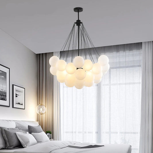 Lustre boules de verre noir et or – Suspension design luxe