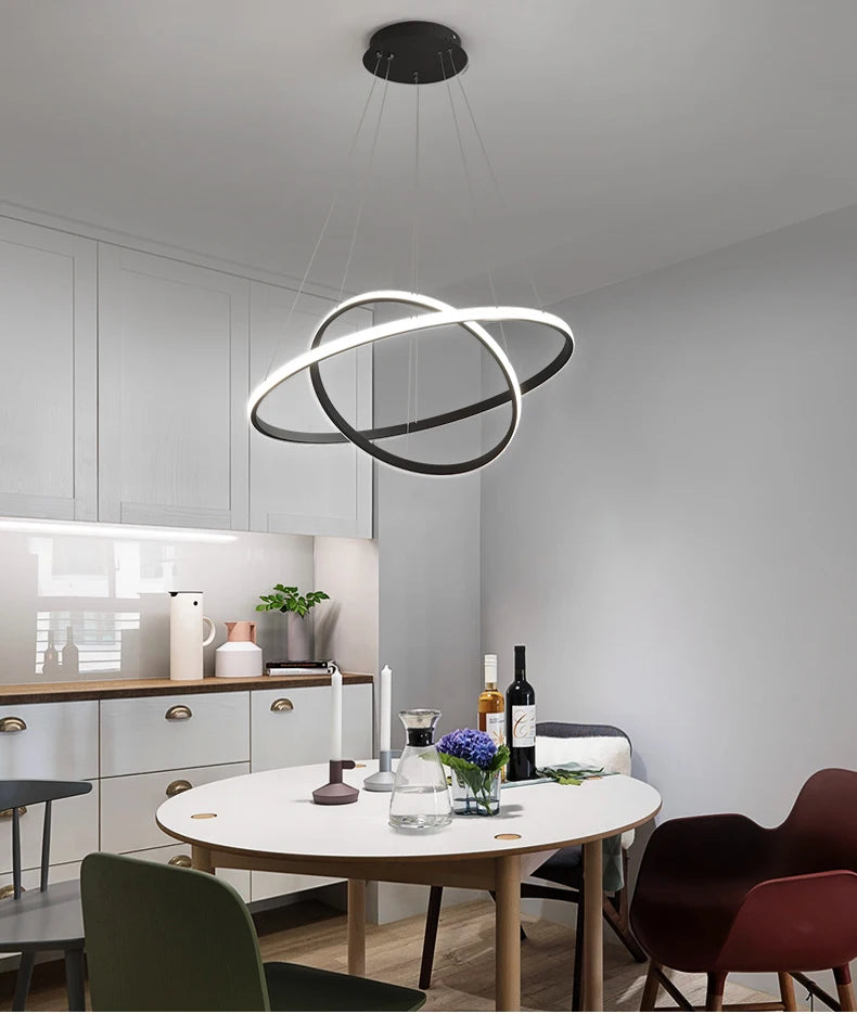 Lustre spirale à anneaux LED – Suspension modulable dimmable