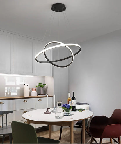 Lustre spirale à anneaux LED – Suspension modulable dimmable