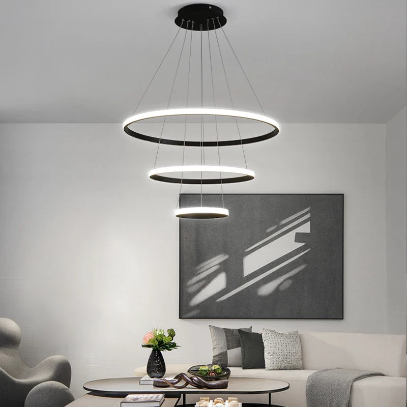 Lustre spirale à anneaux LED – Suspension modulable dimmable