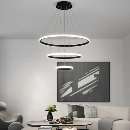 Lustre spirale à anneaux LED – Suspension modulable dimmable
