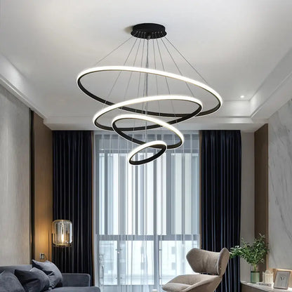 Lustre spirale à anneaux LED – Suspension modulable dimmable