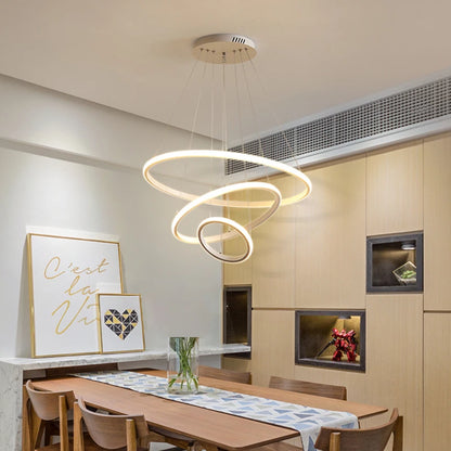 Lustre spirale à anneaux LED – Suspension modulable dimmable