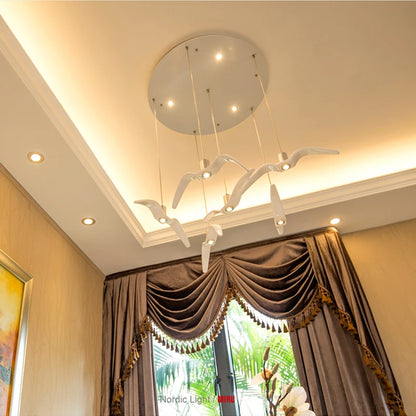 Lustre LED mouettes – Design nordique aérien