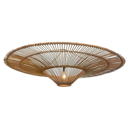 Lustre en rotin vintage wabi-sabi – Suspension naturelle