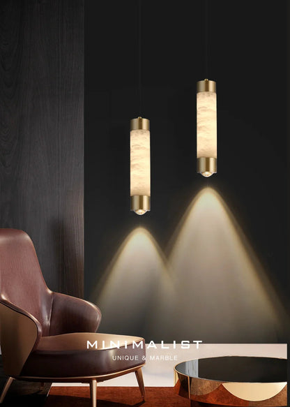 Suspension en marbre espagnol et cuivre poli – Design moderne