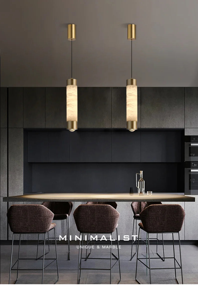 Suspension en marbre espagnol et cuivre poli – Design moderne