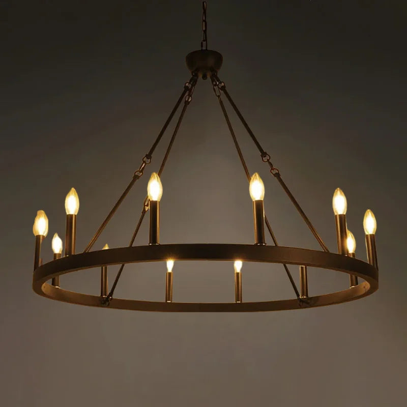 Lustre suspendu rond LED industriel rétro – Décoration chic