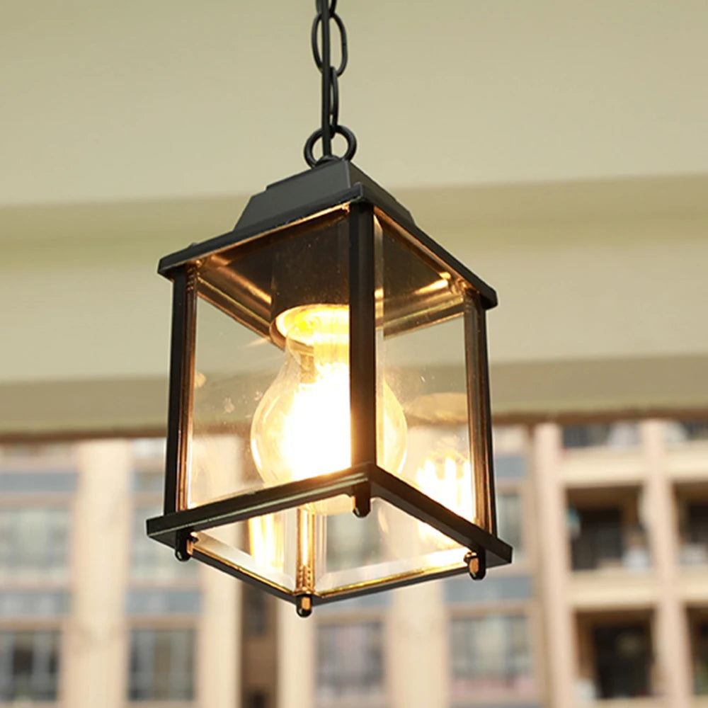 Suspension extérieure vintage en verre et aluminium – Étanche