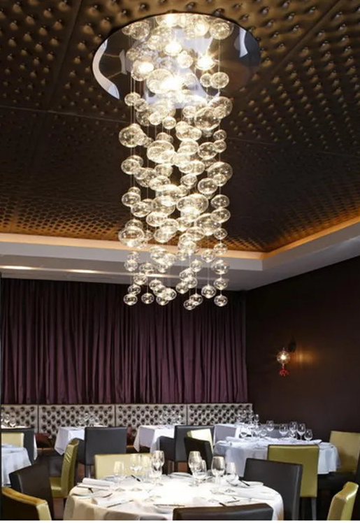 Lustre en verre bullé Murano – Suspension LED design moderne