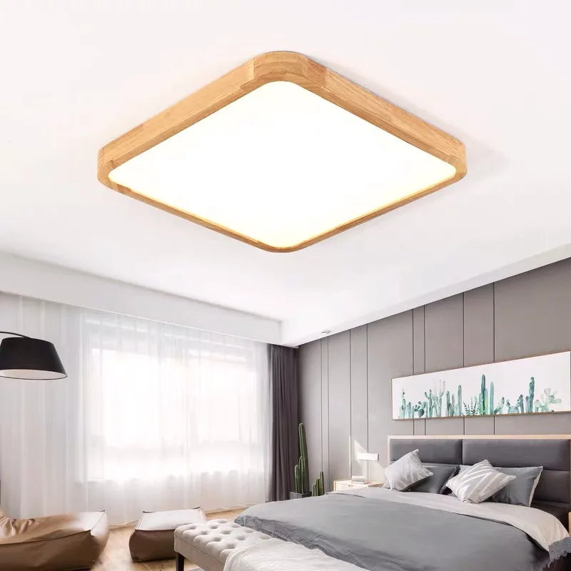 Plafonnier LED bois et acrylique – Rectangle ou carré moderne