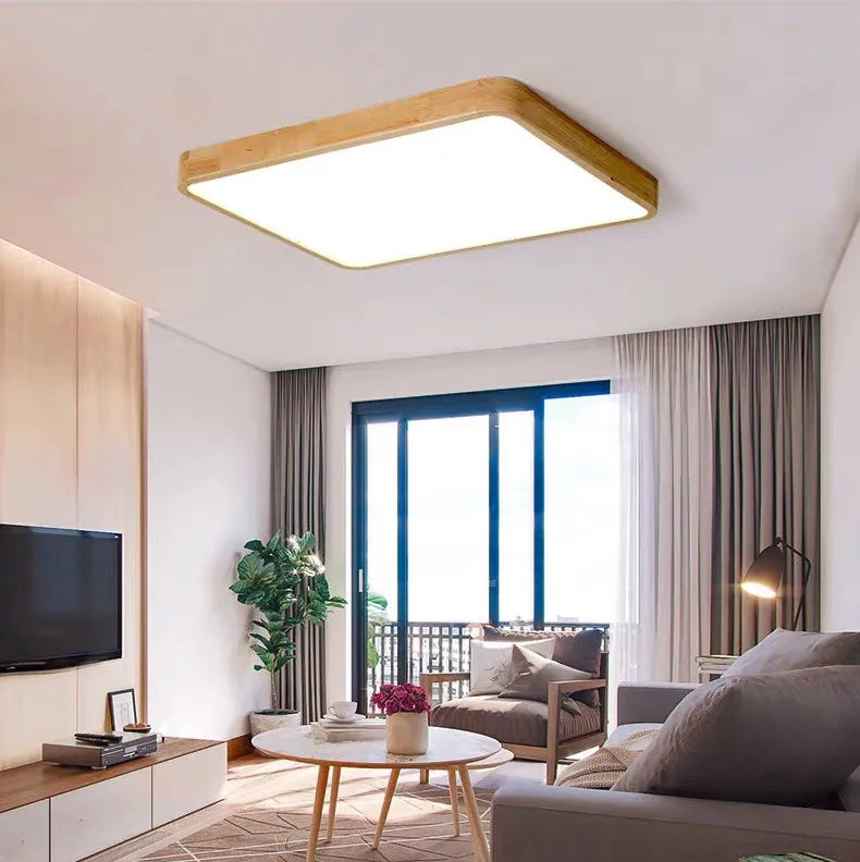 Plafonnier LED bois et acrylique – Rectangle ou carré moderne