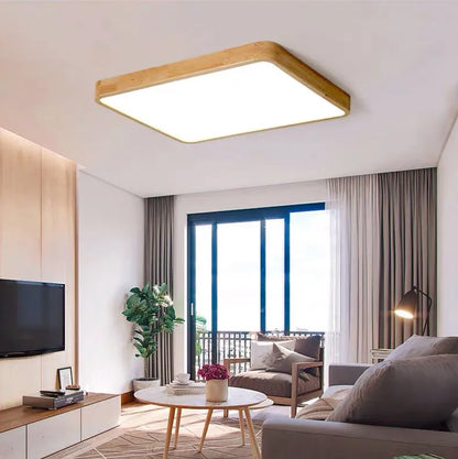 Plafonnier LED bois et acrylique – Rectangle ou carré moderne