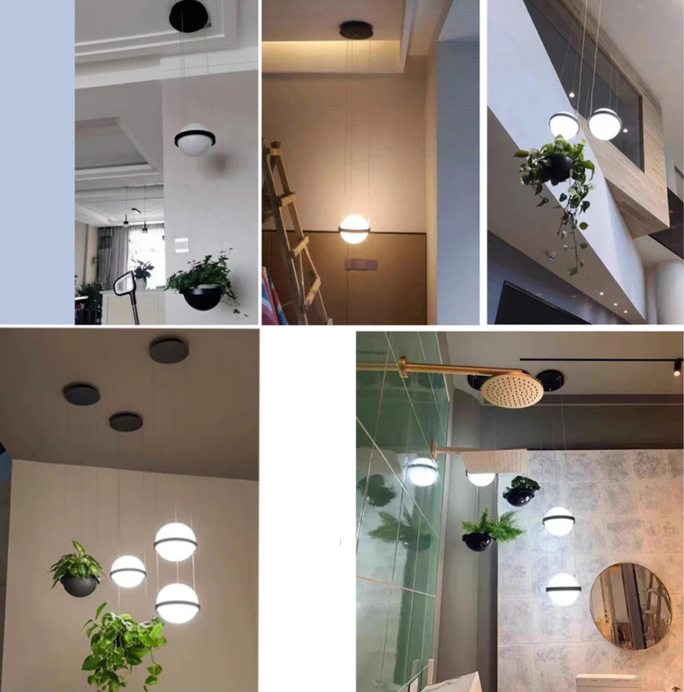 Plafonnier LED suspendu nordique – Luminaire moderne métal et verre