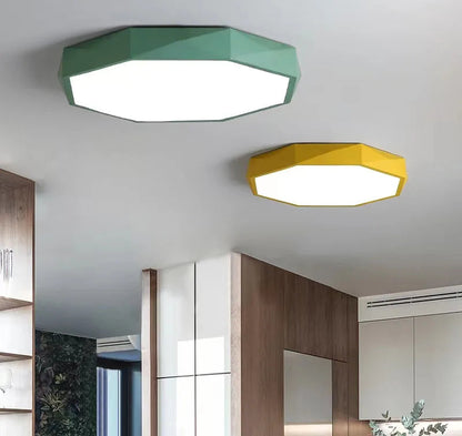 Plafonnier octogonal macaron – LED moderne coloré