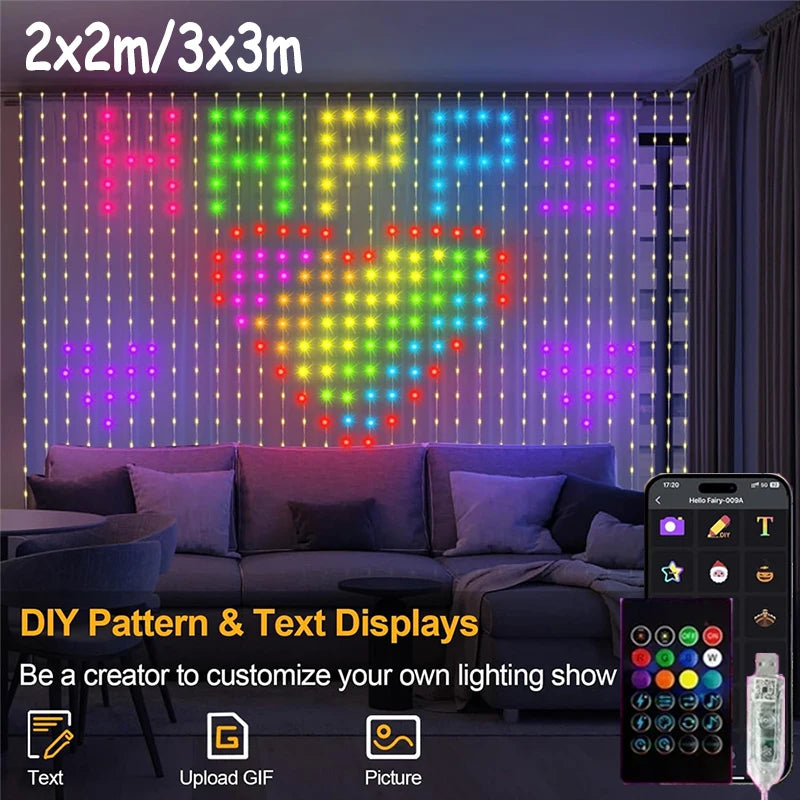 Rideau LED RGB intelligent – Animation texte & synchronisation musicale