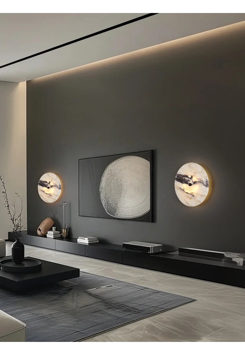 Applique murale ronde en pierre naturelle – Luminaire LED décoratif