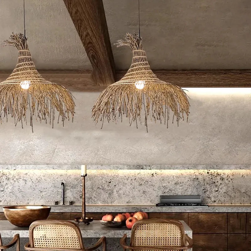 Suspension en rotin tressé – Design nordique rétro