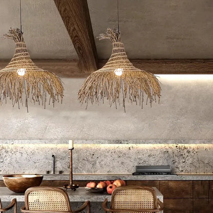 Suspension en rotin tressé – Design nordique rétro