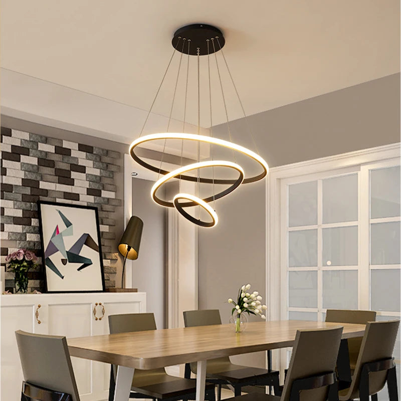 Lustre spirale à anneaux LED – Suspension modulable dimmable