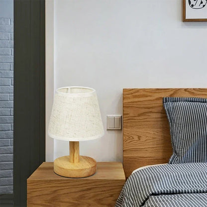 Lampe de table LED en bois et tissu – Style japonais rétro élégant