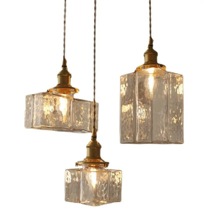Suspension vintage en laiton et verre – Luminaire élégant