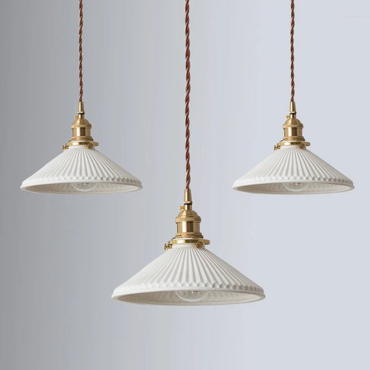 Suspension céramique et laiton – Style japonais minimaliste
