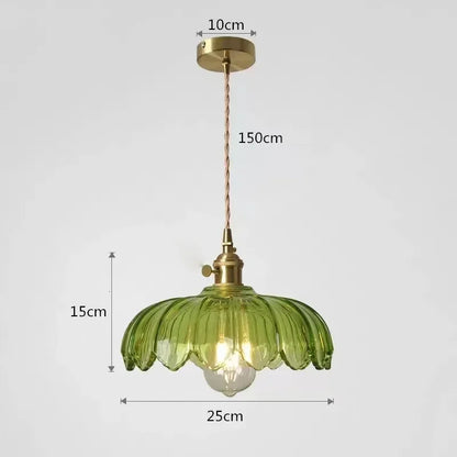 Suspension florale en laiton et verre coloré – Style vintage
