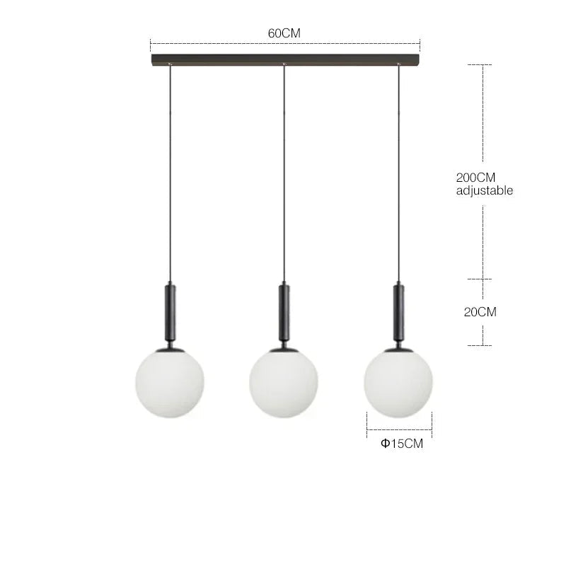 Suspension LED nordique en verre et laiton – Lustre boule moderne