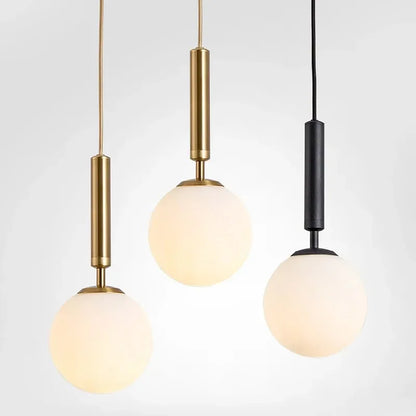 Suspension LED nordique en verre et laiton – Lustre boule moderne