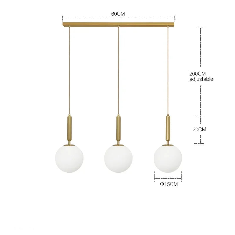 Suspension LED nordique en verre et laiton – Lustre boule moderne