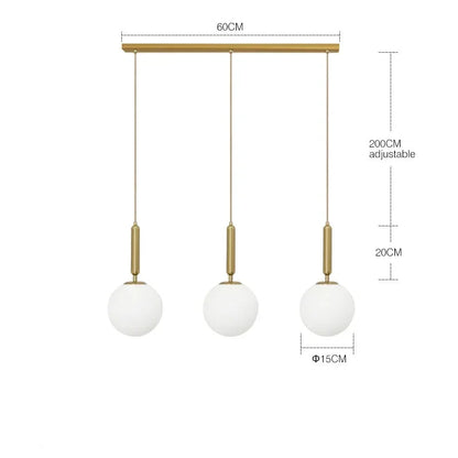 Suspension LED nordique en verre et laiton – Lustre boule moderne